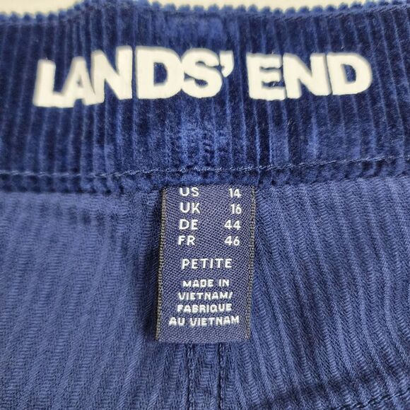 Lands End Blue Corduroy Pants Stretchy High Rise Women Size 14 P - Picture 2 of 16